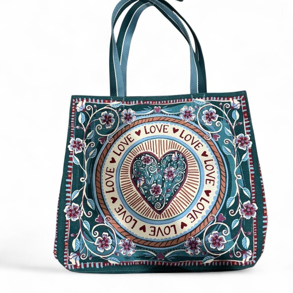 Brighton Teal and Purple Floral Heart Tote